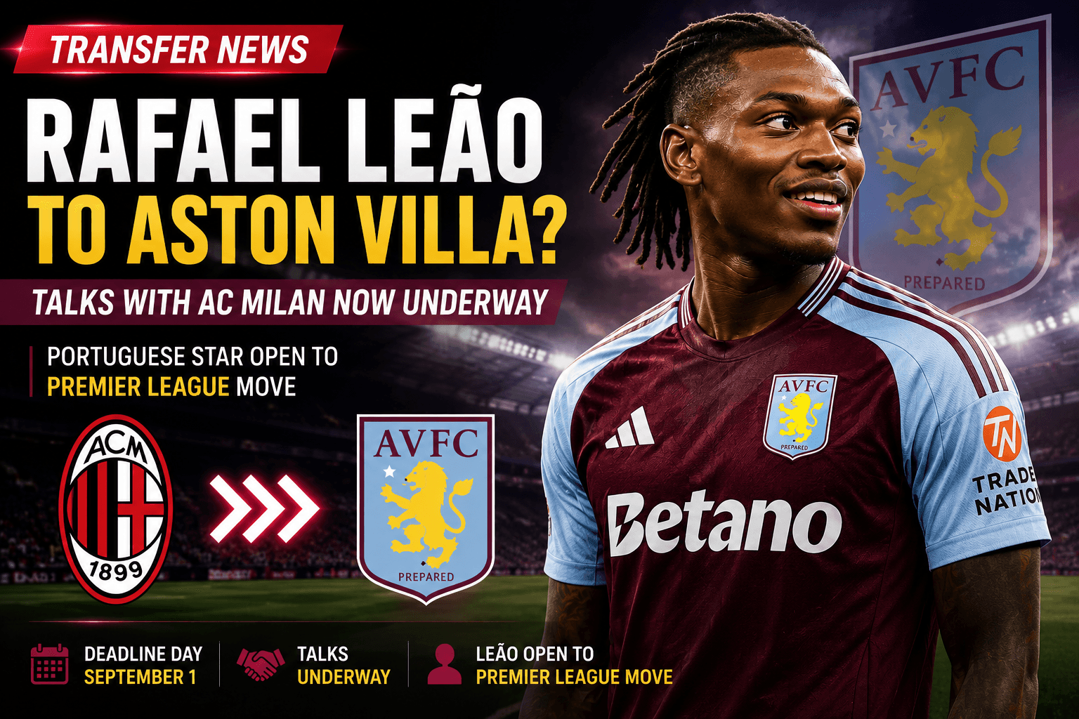 Rafael Leão to Aston Villa? Premier League Transfer Talks Begin