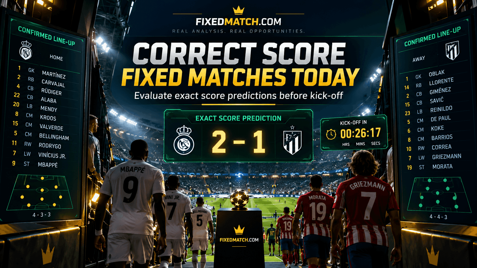 Correct Score Fixed Matches Today: How to Evaluate Exact Score Predictions Before Kick-Off